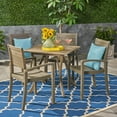 thumbnail image 2 of GDF Studio Baxley Outdoor Acacia Wood 5 Piece Dining Set, Gray, 2 of 13