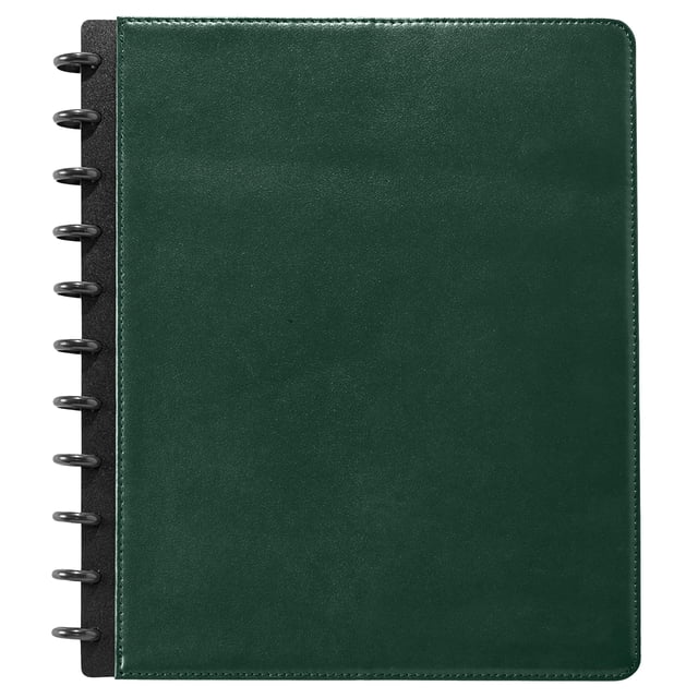 Levenger Circa Premium Leather Foldover Discbound Notebook Journal with Pockets, Pine, Letter