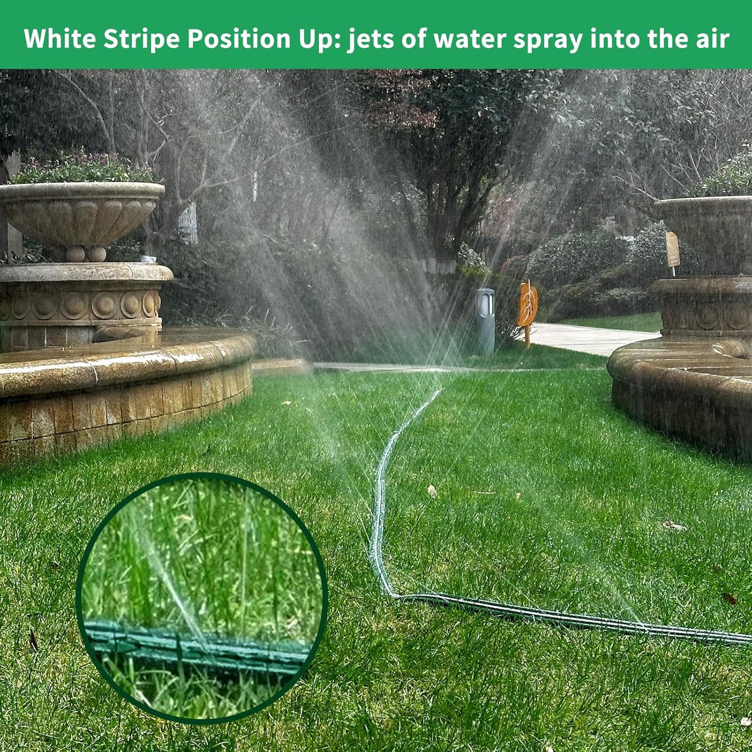 2025 Sprinkler Hose & Soaker Hose for Yard - 100 FT Reinforced Flat Garden Hose with Holes, Heavy Duty No-Kink Lawn Irrigation Hose (Includes Stakes, High Pressure Spray)
