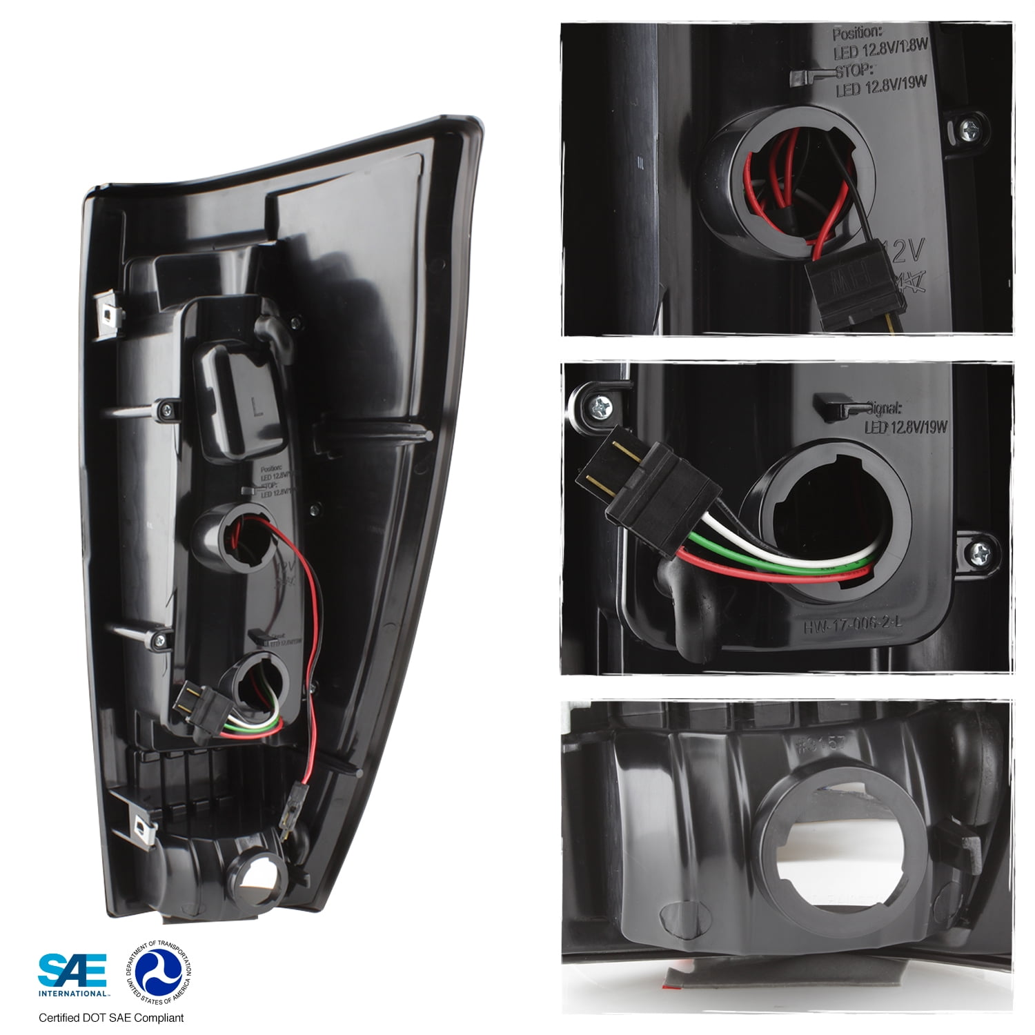 AKKON - Fits 2002-2006 Chevy Avalance 1500 2500 [Tube Bar] LED Black Smoked Tail Lights Brake Lamp Driver + Passenger Pair