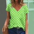 thumbnail image 2 of Inverlee T Shirts for Women V Neck Dressy Casual Short Sleeve Tops Loose Fit Dot Print Shirts Classic Vacation Tunic Blouse Tee Summer Fashion, 2 of 6