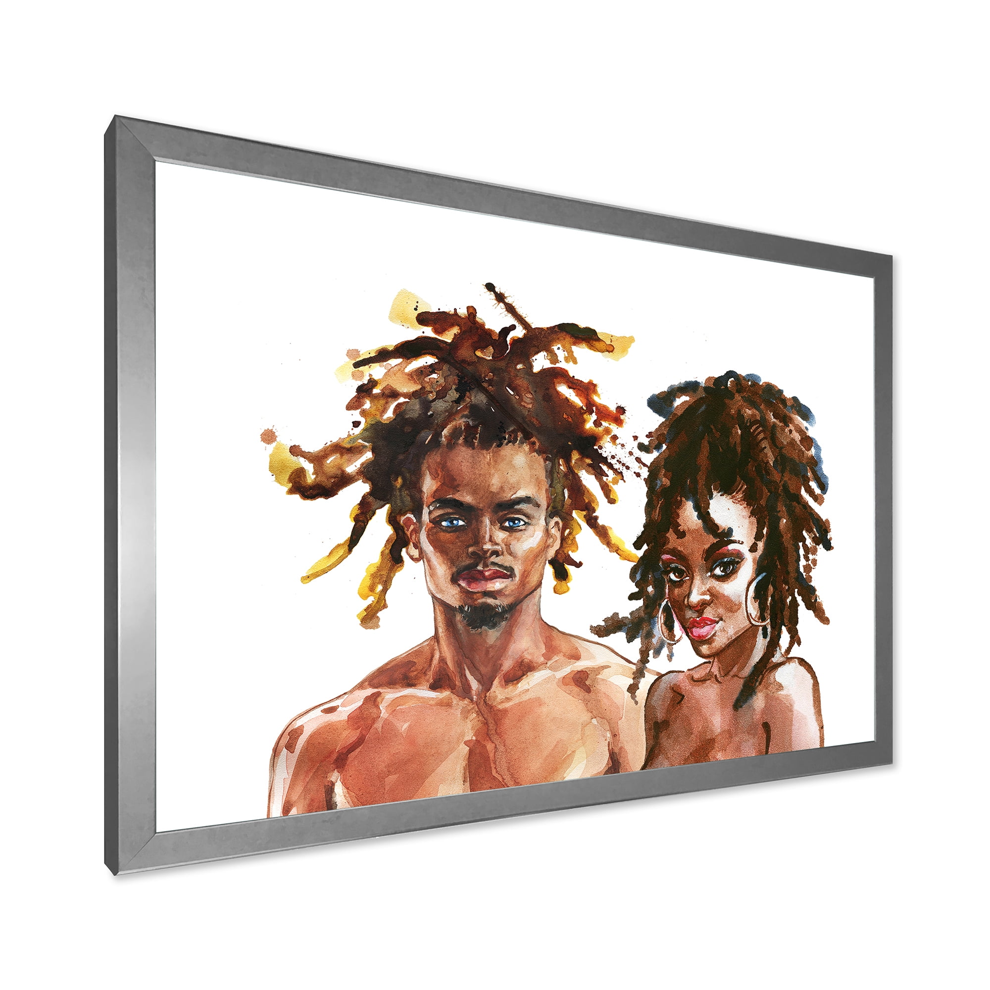 Designart 'Portrait of African American Couple' Modern Framed Art Print