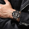 thumbnail image 5 of Mens Luxury Watches Business Chronograph Dress Waterproof Leather Strap Analog Quartz Wrist Watch, 5 of 6