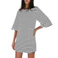 thumbnail image 1 of Vestido Yousify de algodón de manga corta a rayas blancas y negras, 1 of 6