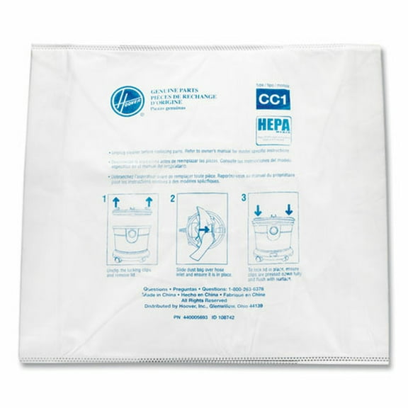 Compatible with Hoover Commercial-1PK Compatible with Hoover Commercial Disposable Vacuum Bags, Hepa CC1, 10/Pack