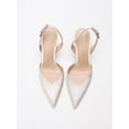 thumbnail image 4 of On feet& in love Off-White Satin Slingback High Heels for Women, Pointed Toe Adjustable Buckle Stiletto Pumps, Elegant Bridal Wedding Shoes for Party Formal Events, 4 of 6