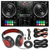 Hercules DJControl Inpulse 500 DJ Software Controller with Samson SR360 Over-Ear Dynamic Stereo Headphones and Essential Cables