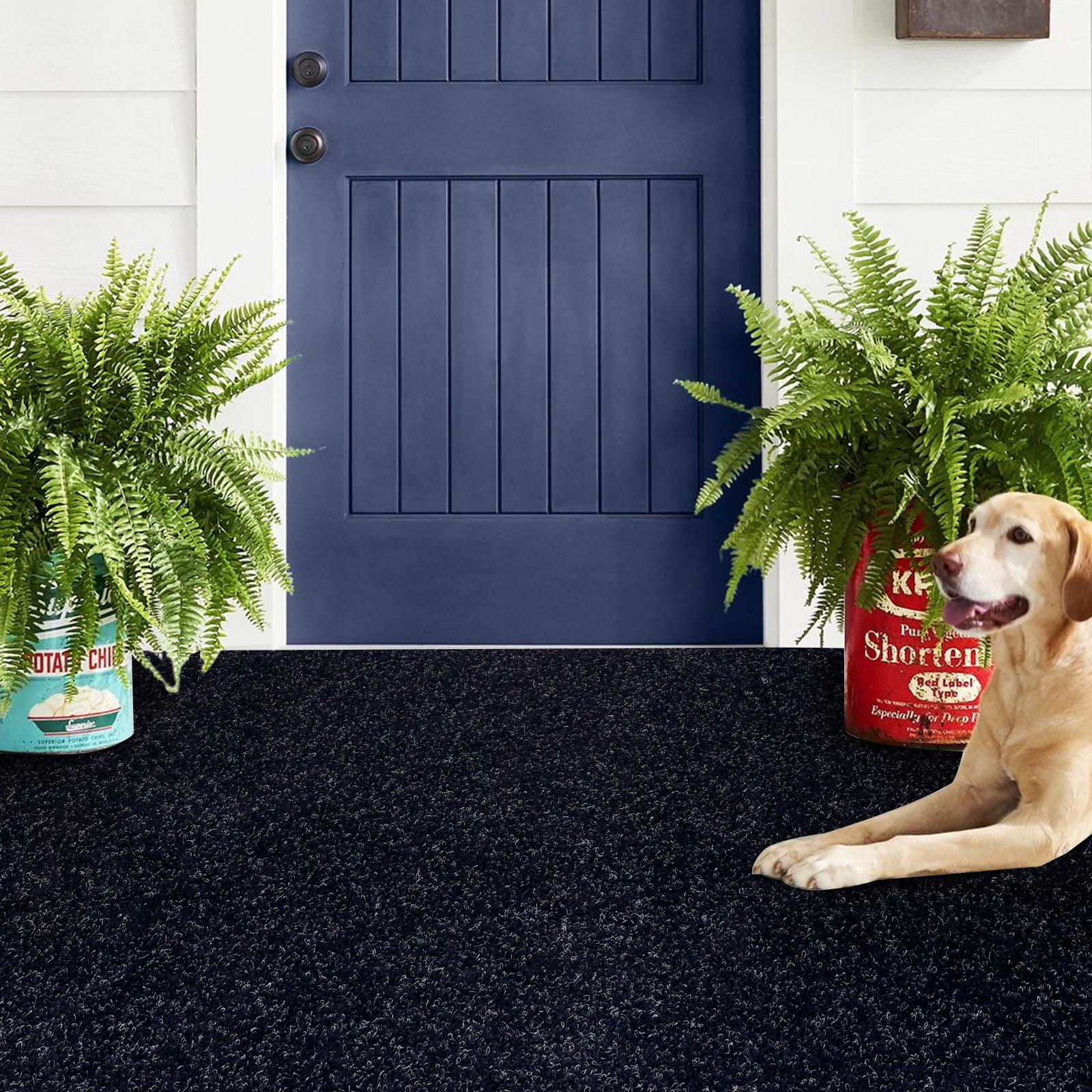 Morefany Indoor Runner Rug 2ft x 6ft Waterproof Non-Slip Stain-Resistant Flame Retardant Black