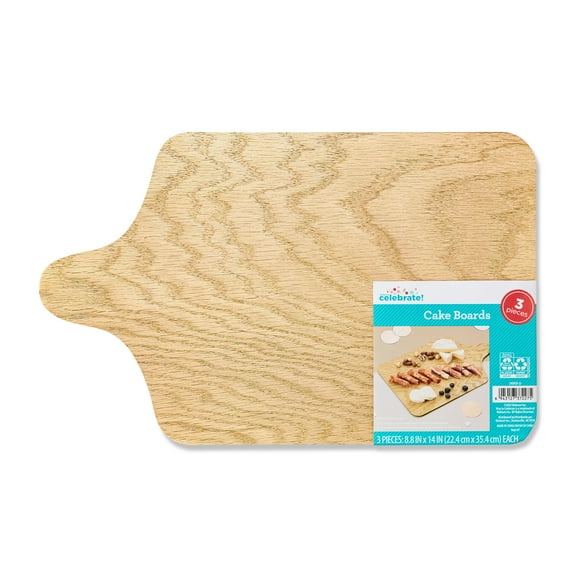 8.8" x 14" Large Faux Wood Paper Cake Boards, 3 Count, by Way To Celebrate