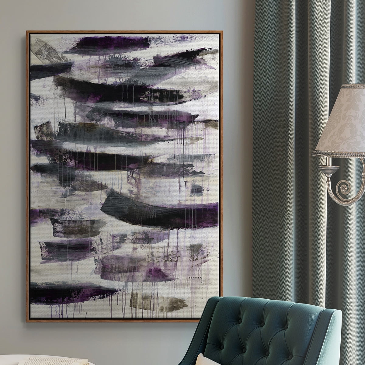 Helix #2 Framed Premium Gallery Wrapped Canvas - Ready to Hang - 17 x 25 - Walnut Floating Frame