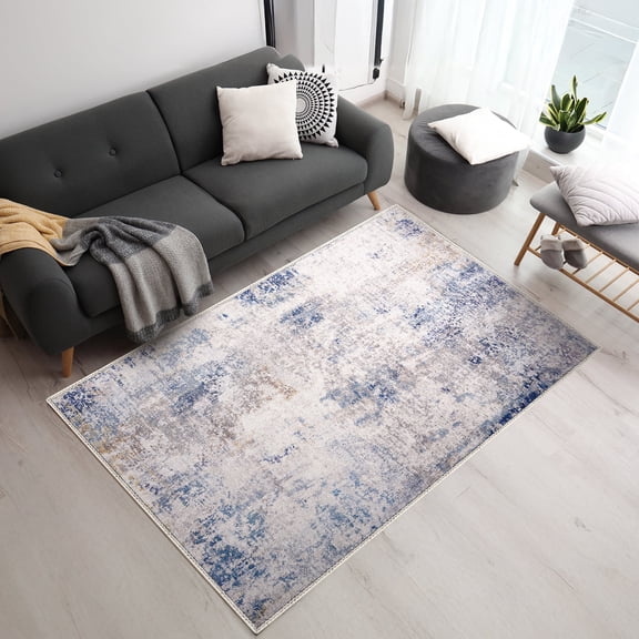 Sorbus 5x7 Area Rug, Machine Washable, Non-Slip, Vintage Rug - Low Pile Non-Shedding Indoor Area Rugs - Soft Indoor Carpet Throw Rugs with Rubber Backing