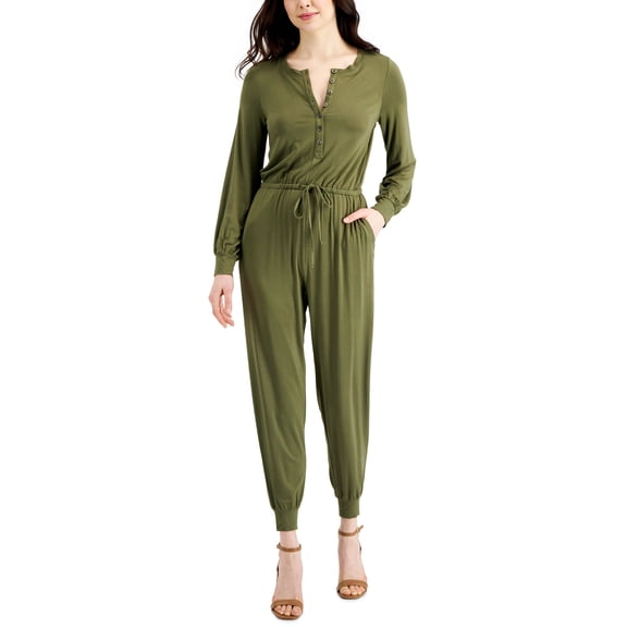 Style & Co Cinched Waist Knit Jumpsuit Winter Moss XL