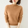 thumbnail image 2 of hotojiny Mock Neck Tops for Women Soft Warm Long Sleeve Knitted Pullover Casual Lightweight Solid Color Basic Sweater S-3XL, 2 of 6