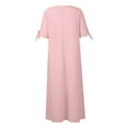 thumbnail image 5 of vestido de bolsillo de manga corta con hombros descubiertos y cuello redondo de color sólido informal a la moda para mujer rosa/l, 5 of 5