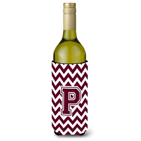 

Caroline s Treasures CJ1051-PLITERK Letter P Chevron Maroon and White Wine Bottle Hugger Wine Bottle multicolor