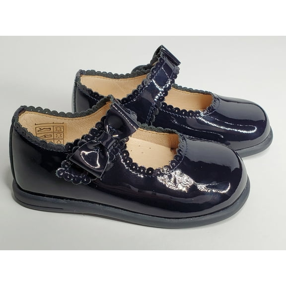 Navy Patent Cute Bow Scalloped Mary Jane Shoes-Toddler Girl Shoes