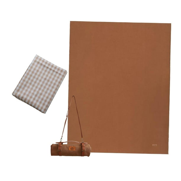 Manta de picnic plegable, impermeable, lavable para festivales, para fiestas, 150 x 200 cm Marrón con Pad