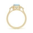 thumbnail image 2 of ANGARA Natural Cushion 1.85 ct Aquamarine Halo Ring with Trio Diamonds in 14K Yellow Gold for Women (Size-9x7mm) | March Birthstone, Anniversary, Jewelry Gift for Women | Natural Aquamarine Ring, 2 of 9