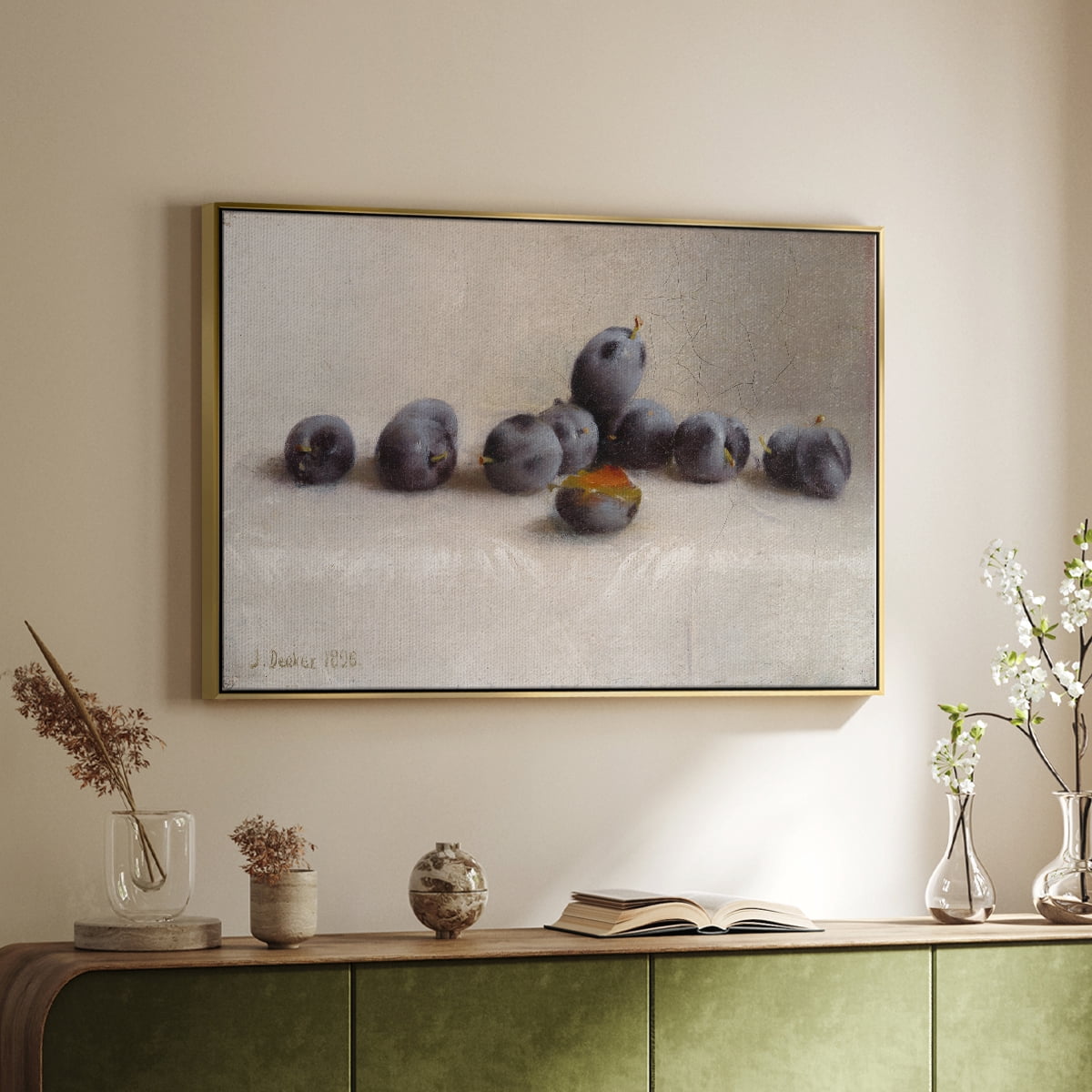 Vintage Botanical Print-XLIV By Wexford Home Framed in Gold Wood Gallery Wrapped Canvas 25 in. x 37 in.