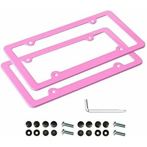 Pink License Plate Frame, 2 PCS License Plate Holder, Universal American Auto License Plate Frame Rust-Proof, Rattle-Proof, Weather-Proof$$Vehicle Parts & Accessories