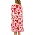 thumbnail image 3 of Renewold Casual Long Sleeve Women Dress Fit and Flare Valentine's Day Gifts Red Pink Hearts Knee Length Dress Skin Friendly Flowy Swing Shift Dresses Size M, 3 of 7