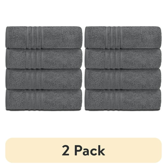 (2 pack) White Classic Gray Bath Towels Set of 4, Cotton Body Towel for Hotel, Gym, Spa, Soft Extra Absorbent Quick Dry Towels for Bathroom 27x54 Inch