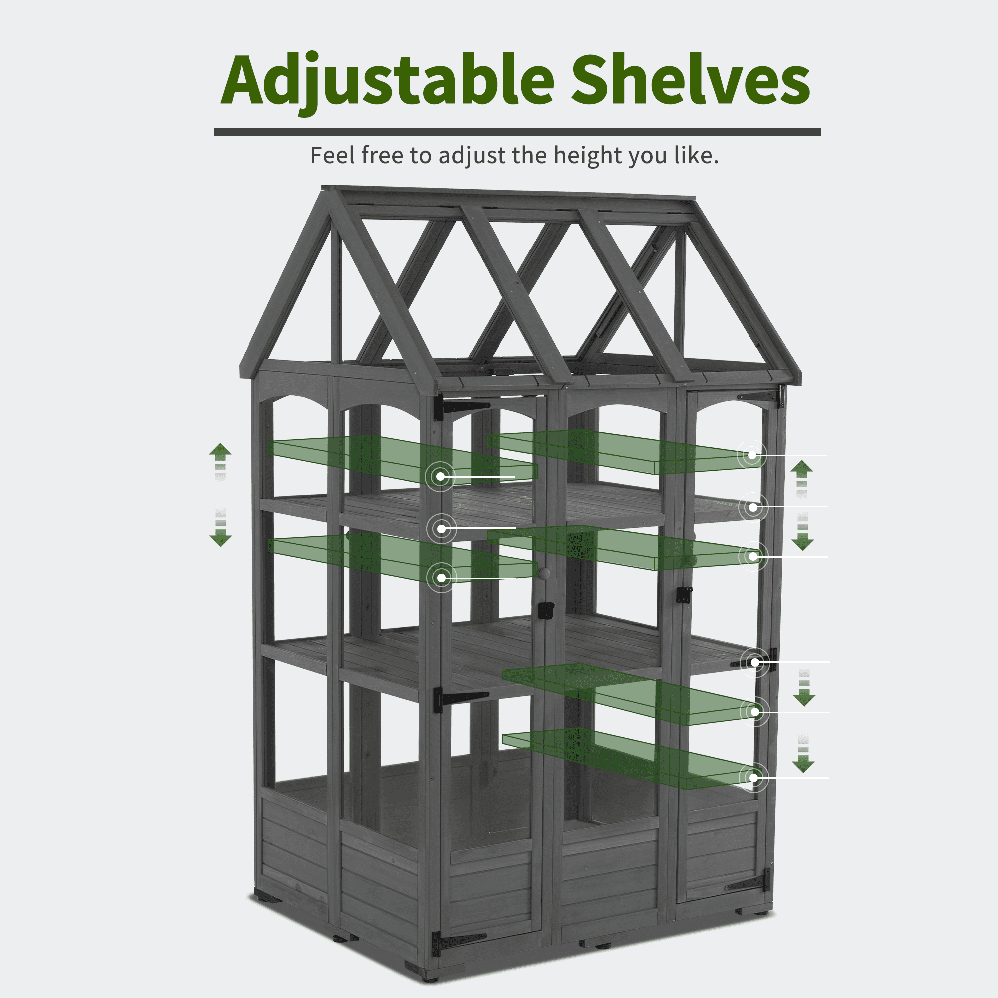 MCombo Wooden Greenhouse, Outdoor Greenhouse with Adjustable Roof Vent and 8 Lockable Door for Backyard/Outdoor Use, 48" x 38.8" x 83.9" , 0851