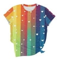 thumbnail image 4 of Womens Cute T-shirts with Love Heart Prints Loose Fit Valentines Holiday Casual Tees Plus Size Crew Neck Tops (XL, Multicolor), 4 of 5