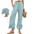 thumbnail image 7 of BLOCLOALO Baggy Pants Linen Pants Summer Women's Linen Pants Fashionable Double Layer High Waisted Wide Leg Pants Loose Pants Lounge Pants Pants with Pockets Sky Blue M, 7 of 7