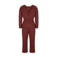 thumbnail image 5 of Aoujea Up to 50% off Womens Sweatsuits Plus Size Solid Color Round-Neck Elastic Waist Pockets Loose Jumpsuit on Clearance, 5 of 8