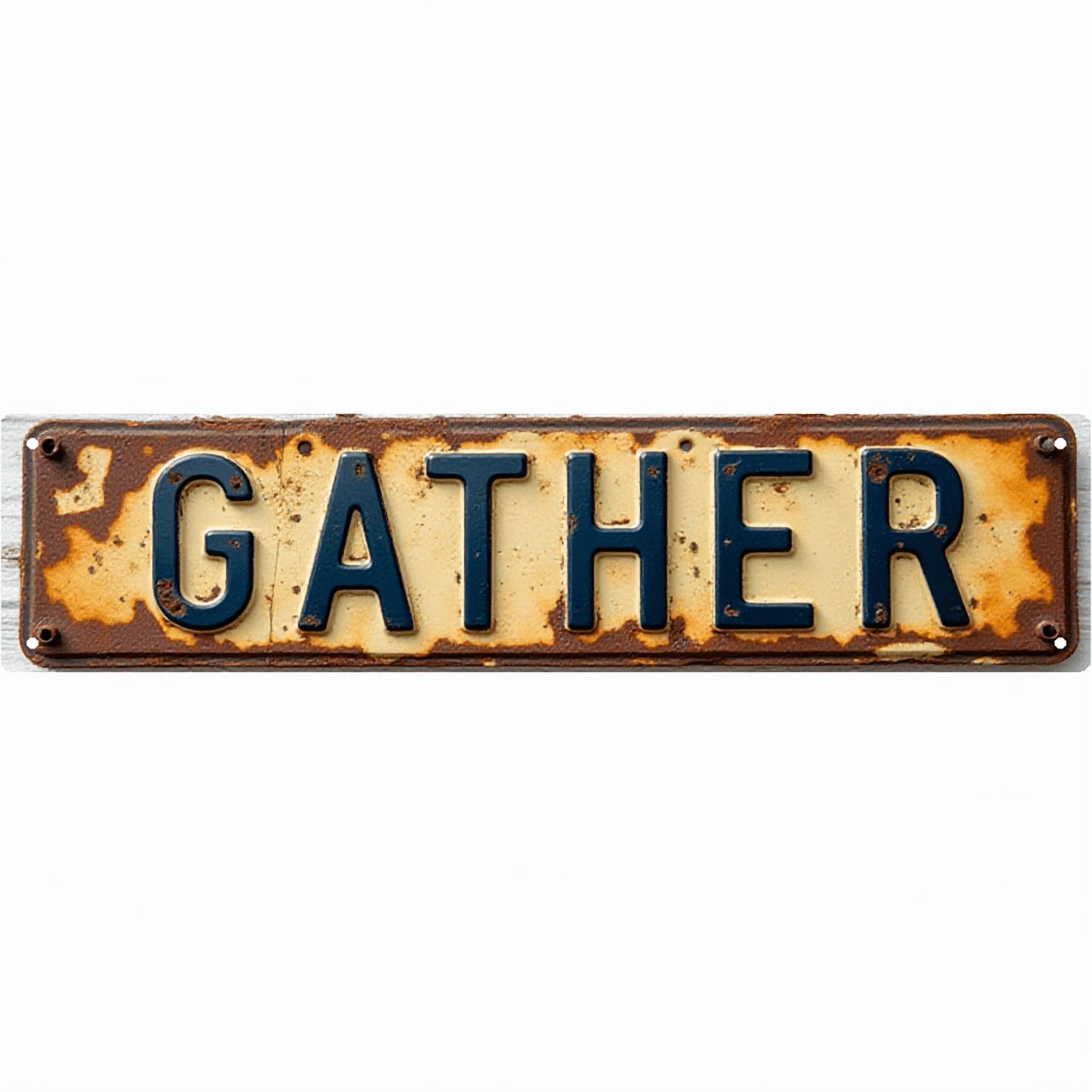 Vintage Tin Sign 16*4 Inch “GATHER” Home Living Room Family Decor
