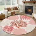 thumbnail image 2 of 8ft Round Rug Red Coastal Area Rugs for Living Room Bedroom Washable Non Slip Circle Rug Low Pile Vintage Coral Ocean Modern Sea Abstract Indoor Floor Carpet for Kitchen Entryway Office Dining Room, 2 of 9
