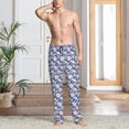 thumbnail image 5 of Vsdgher white Skull blue daisy Print Mens Pajama Pants Sleep & Lounge Pants, PJ Bottoms With elastic waistb and Pockets, 5 of 5