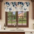 thumbnail image 6 of Weeping Blue Floral Curtain Valances for Windows, Kitchen Valance Window Treatments Panel 2 Pack, Spring Butterflies Flowers Linen Rod Pocket Short Curtains for Bathroom Bedroom 42 x 18 Inch, 6 of 8