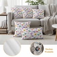 thumbnail image 6 of Colorful Floral Pillow Covers 2 Pack Watercolor Purple Yellow Blue Pink Flowers Pillowcase Waterproof Outdoor Throw Pillow Cover for Patio Garden Square Cushion 24”x24”, 6 of 9