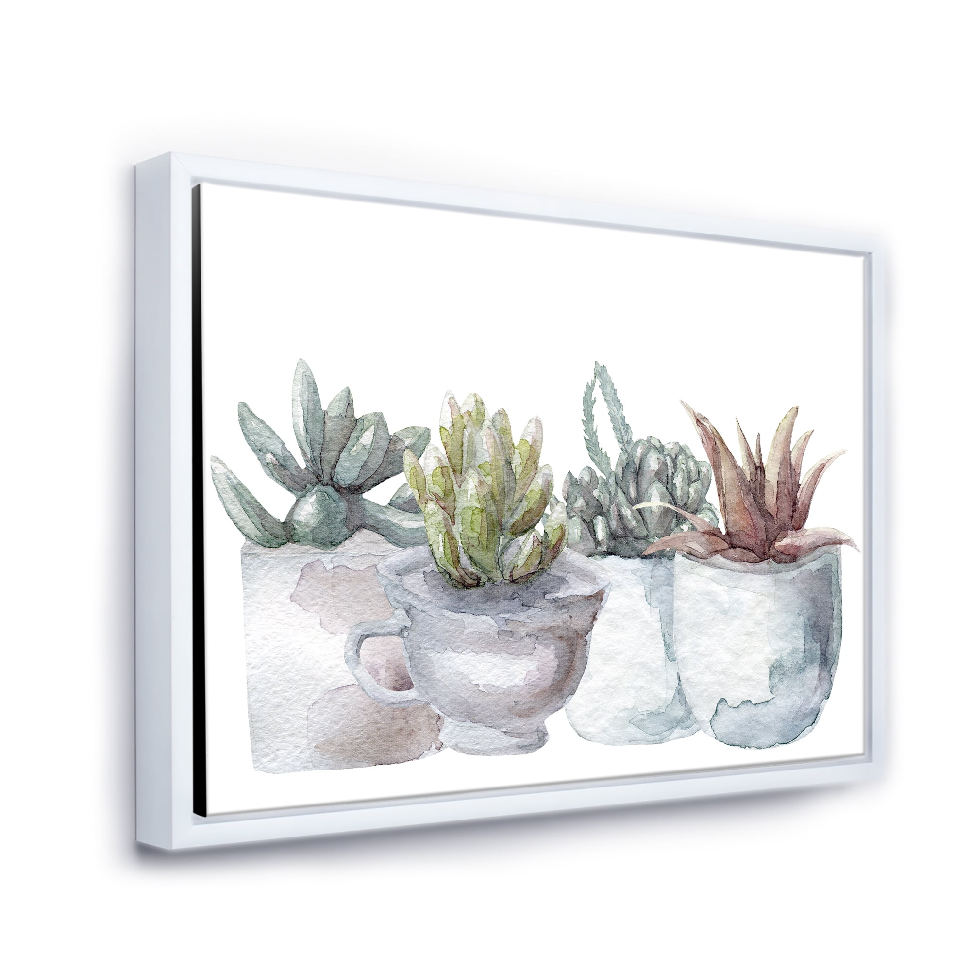 Designart 'Succulent and Cactus House Plants IV' Farmhouse Framed Canvas Wall Art Print