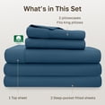 thumbnail image 4 of California Design Den 400 Thread Count 100% Cotton Sateen Split King Sheet Set - Peacock Blue, 4 of 9