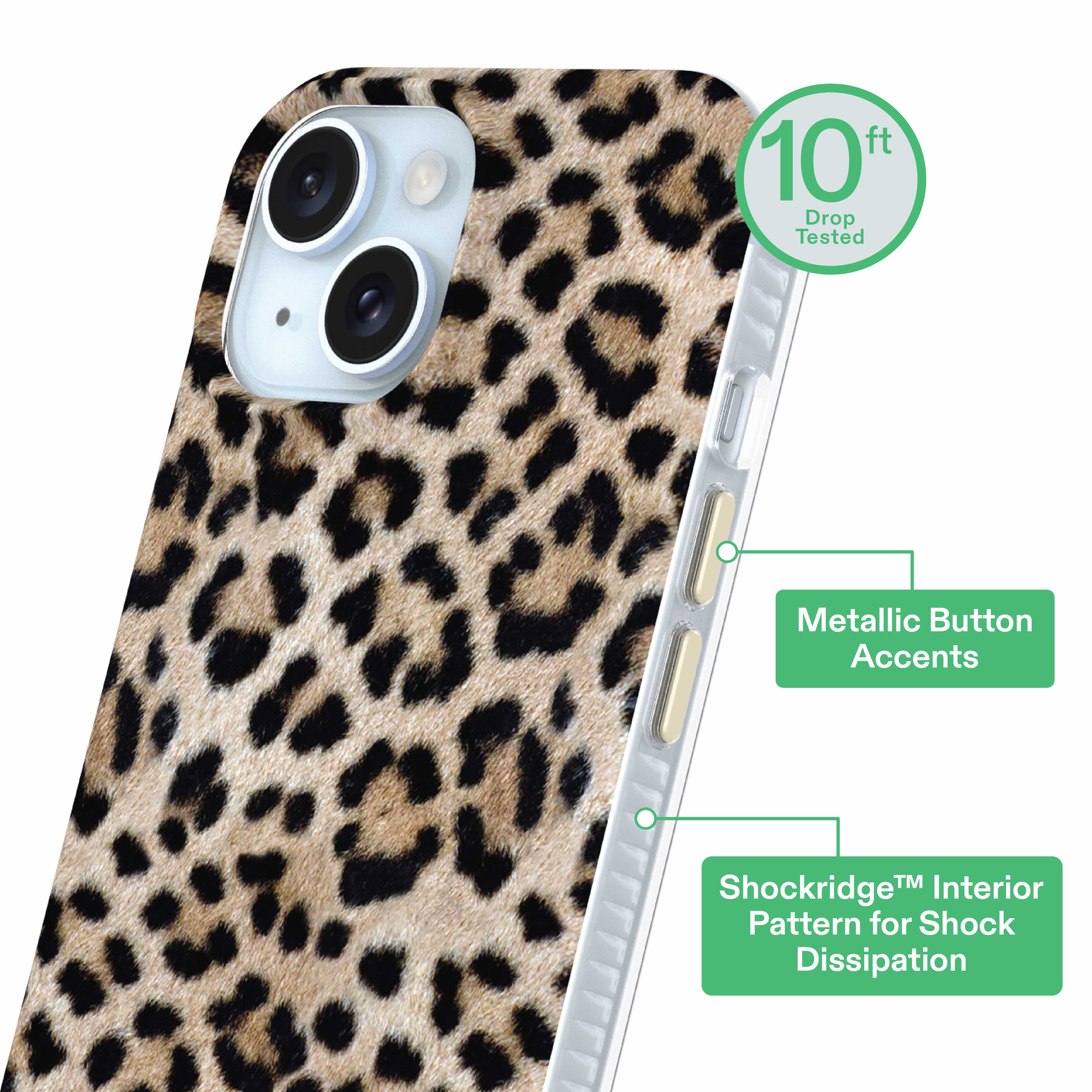 onn Phone Case for iPhone 17e / 16e / 15 / 14 / 13, MagSafe Compatible - Cheetah Print