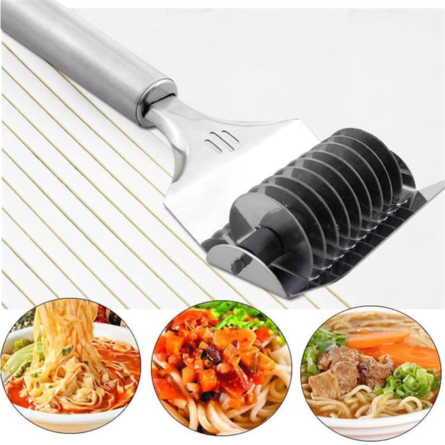Cqxid Rasoir à Moins de 5$, Fabricant de Spaghetti en Acier Inoxydable, Rouleau à Carreaux, Coupe-Pâte Solide, Accessoires de Cuisine Pratiques