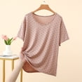 thumbnail image 2 of SROBPTY Womens Pajama Top Print Shorts Sleeve Crew Neck Shirts, 2 of 5