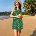 thumbnail image 3 of Naloa Milk Tea3 Print Women's Summer Spring Casual Beach Sundress,Vacation Sleeveless Tank Crewneck Loose Dresses, 3 of 7