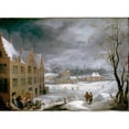 thumbnail image 2 of David Teniers The Younger 14x11 Black Ornate Wood Framed Double Matted Museum Art Print Titled: Winter Scene with a Man Killing a Pig, 2 of 5