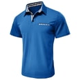thumbnail image 4 of Yifymode Men's Classic Fit Short Sleeve Polo Shirt, Plaid Trim Collar Pocket Business Casual Top Blue L, 4 of 7