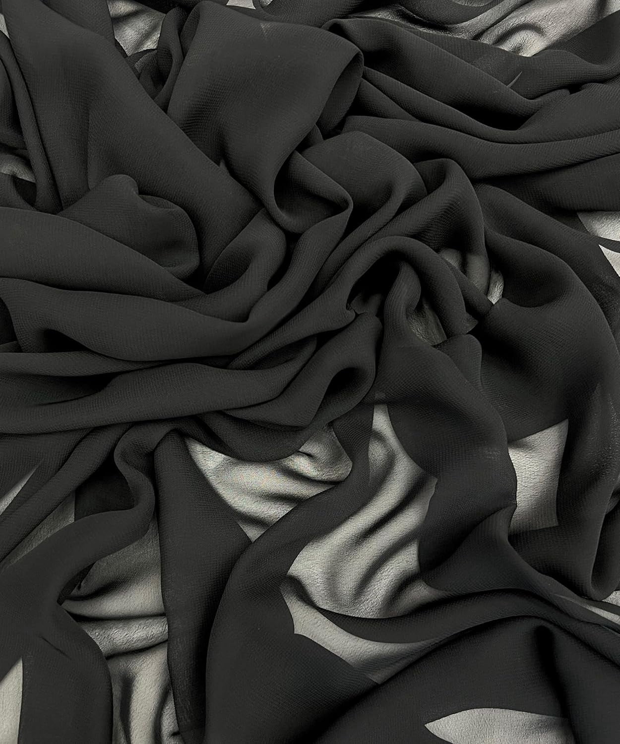 10 Yard (Black) Matte Chiffon Fabric by the yard, sheer soft fabric for wedding, arch draping, baby shower, chuppah, drapery fabric
