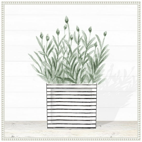 Amanti Art Lavender Blossom In Modern Pot III Framed Canvas Wall Art Print