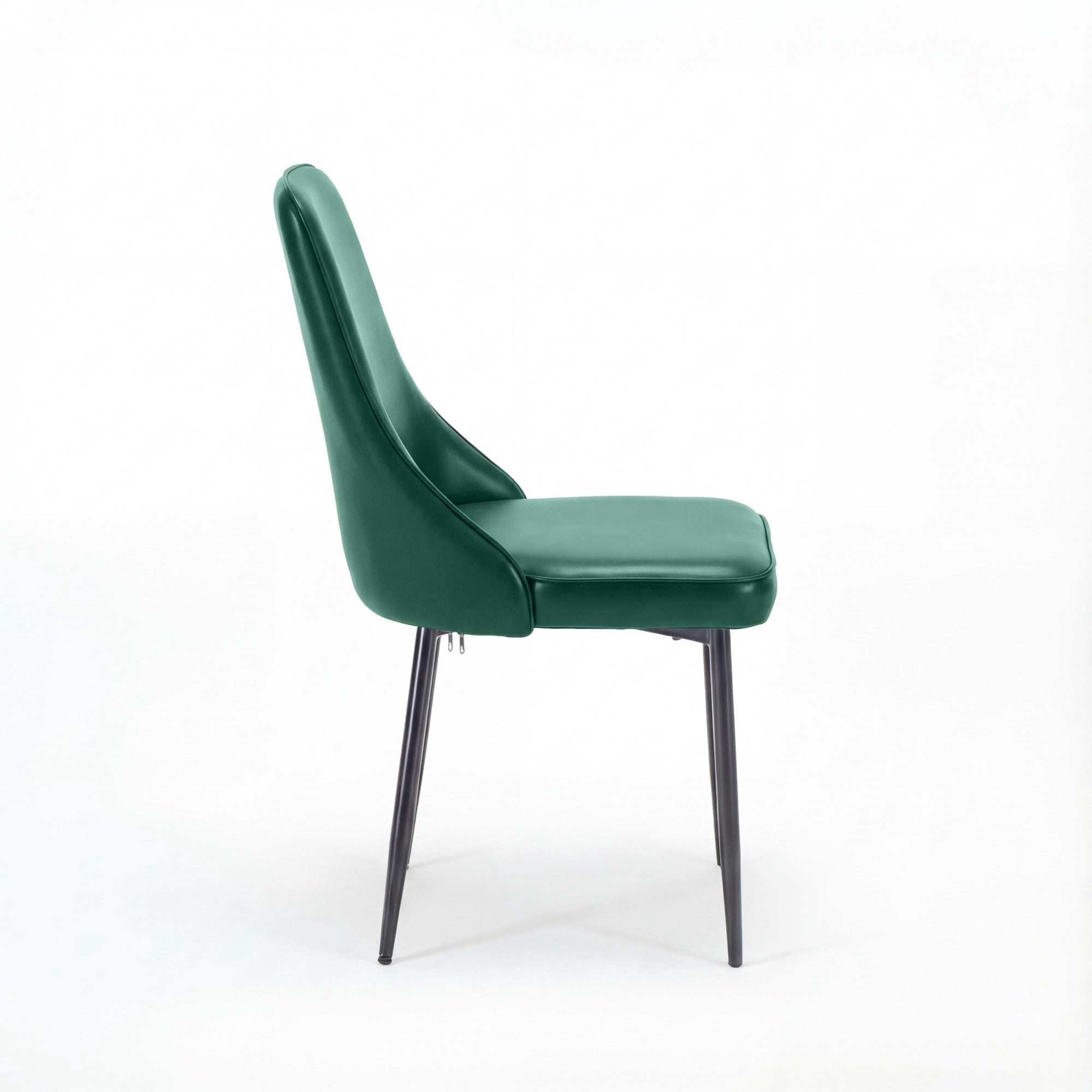 Sailvan Modern Dining Chairs Set of 4,Faux Leather Upholstered Kitchen Chairs with Ergonomic Curved Back and Metal Legs,Waterproof Side Chairs for Dining Room Green