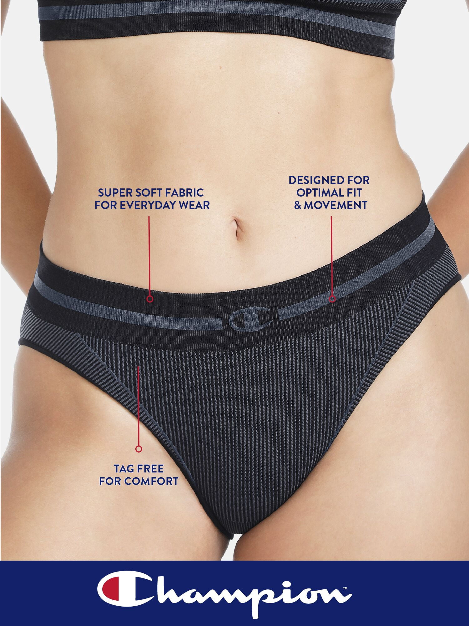 Champion Women's Hi-Cut Bikini Underwear, 3 pack, Sizes S - XXL