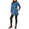thumbnail image 3 of Allegra K Women's Notched Lapel Long Sleeves Double Breasted Mid-Lentgh Overcoat, 3 of 7