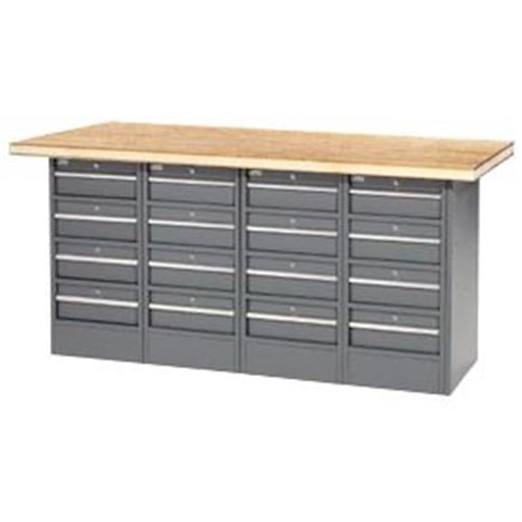 72 x 30 in. Shop Top 16 Drawer Workbench - Gray