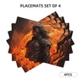 thumbnail image 3 of Placemats Set of 4 / 6, Angry Fireball Flame Warrior Placemats for Dining Table Indoor/Outdoors Heat Resistant Washable Placemats 18" x 12", 3 of 8